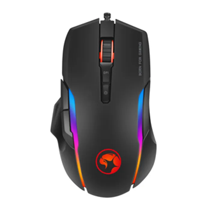 Hauptproduktbild Marvo Myš G945, 10000DPI, optika, 9tl., 1 kolečko, drátová USB, černá, herní, RGB podsvíc