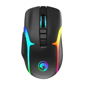 Marvo Maus M729W, 4800DPI, 2.4 [GHz], Optik, 7Tas., schnurlos, schwarz, 1 Stk eingebaute Batterie, Game, unterbeleuchtet