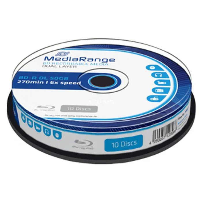 Hauptproduktbild Mediarange BD-R, Dual Layer 50GB, cake box, MR507, 6x, 10-pack, pro archivaci dat