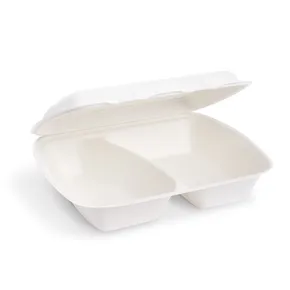 Menü-Box (Zuckerrohr-Bagasse) 2-geteilt 241 x 202 x 70 mm 1000ml [50 St.]