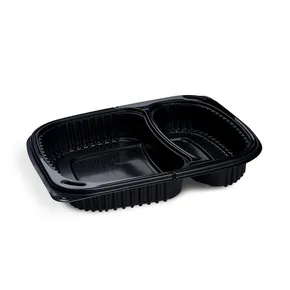 Mikrowellenschale (PP) ECONOMY 2-geteilt schwarz 240 x 210 x 40 mm 1100ml [100 St.]