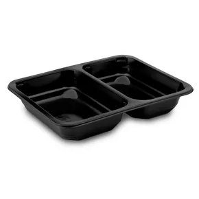 Menü-Schale (PP) 2-geteilt schwarz 227 x 178 x 40 mm [50 St.]