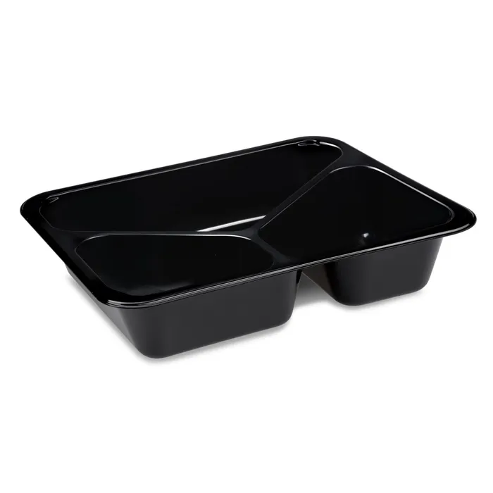 Hauptproduktbild Menu mísa (PP) 3dílná 227 x 178 x 49 mm, černá extra silná [50 ks] - zatavovací