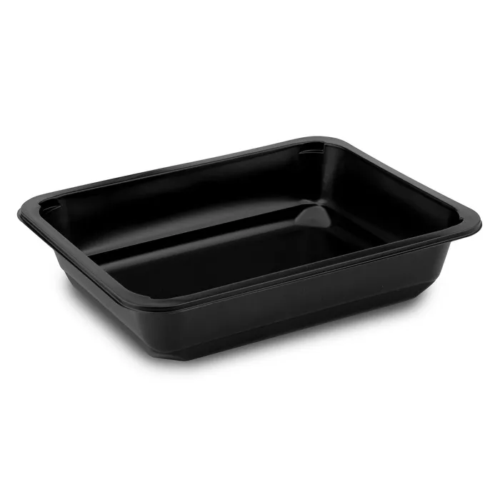 Hauptproduktbild Menu mísa (PP) nedělená 227x178x50mm, černá [50 ks] - zatavovací