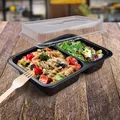 Menüschale (PP) Reware Lunch wiederverwendbar 2-geteilt schwarz 227 x 178 x 49 mm [20 St.]