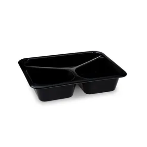 Menüschale (PP) Reware Lunch wiederverwendbar 3-geteilt schwarz 227 x 178 x 49 mm [20 St.]