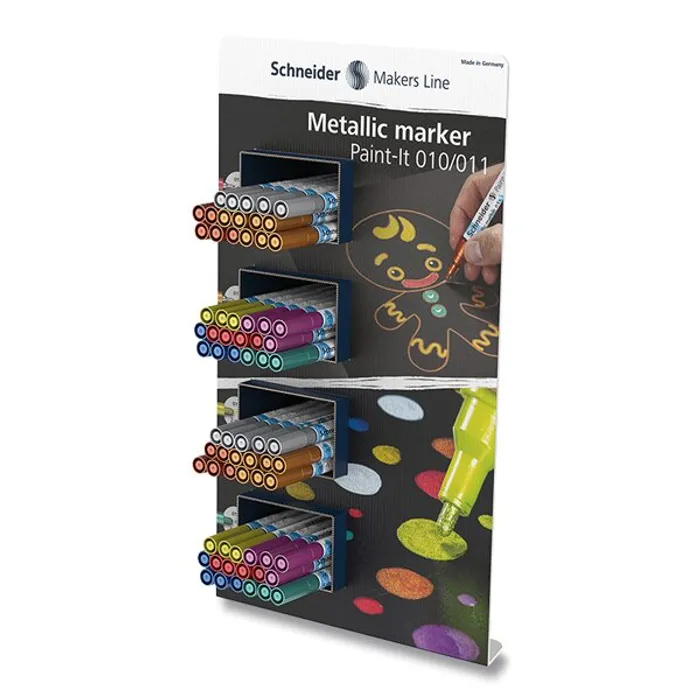 Hauptproduktbild Metalický popisovač Schneider Paint-It 010/011 stojánek, 70 ks