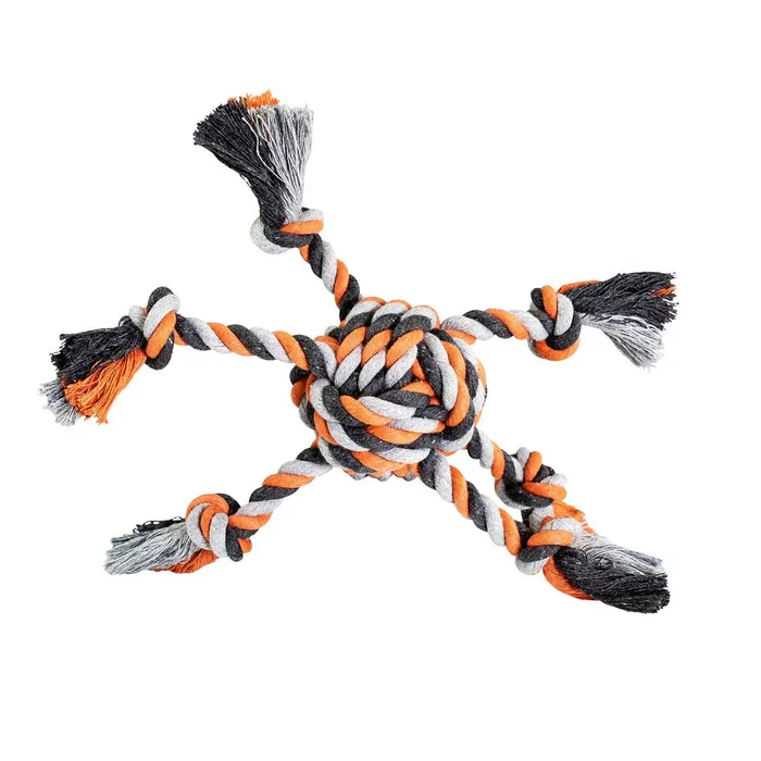 Hauptproduktbild Míč OCTOPUS HipHop bavlněný 6 ramen 8 cm, 160 g šedá, tm.šedá, oranžová