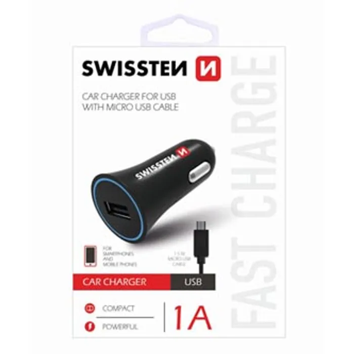 Hauptproduktbild Micro USB auto nabíječka, 12V, 5V, 1000mA, nabíjení mobilních telefonů a GPS, černá, odpo