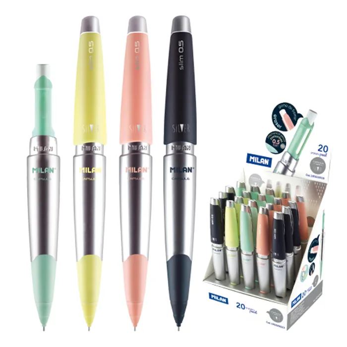 Hauptproduktbild Mikrotužka / Pentelka MILAN Capsule Silver Slim HB, 0.5 mm - mix barev