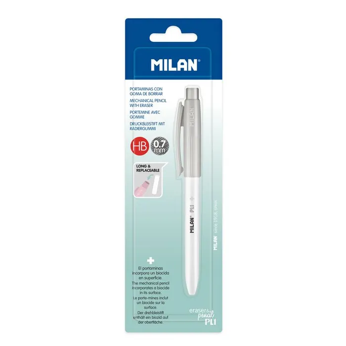 Hauptproduktbild Mikrotužka / Pentelka MILAN PL1 Antibacterial HB 0,7 mm - šedá, blistr