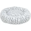 Rundes Plüschbett MILA, weiß/grau, 50 cm