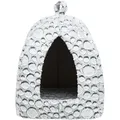 MILA Plüschhöhle mit Kissen, 32 × 42 × 32 cm, weiß/grau