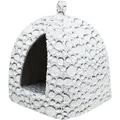 MILA Plüschhöhle mit Kissen, 32 × 42 × 32 cm, weiß/grau