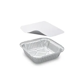 Schale (ALU) eckig 158 x 158 x 34 mm 560ml + Deckel [5 Sets]
