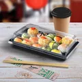 Weiteres Produktbild Sushi-Schale (PET) schwarz 255 x 185 x 20 mm + Deckel [200 Sets]