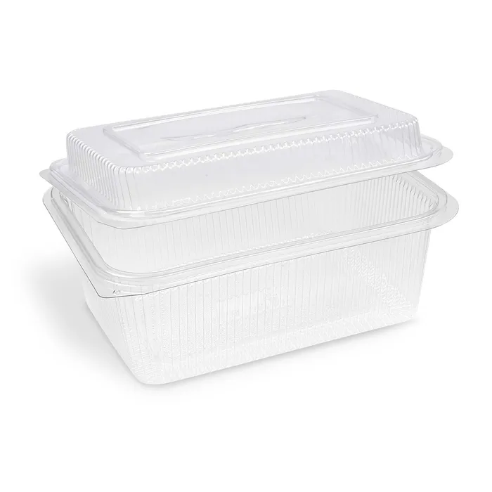 Hauptproduktbild Miska (rPET) s víčkem hranatá průhledná 2000 + 450 ml [50 ks]