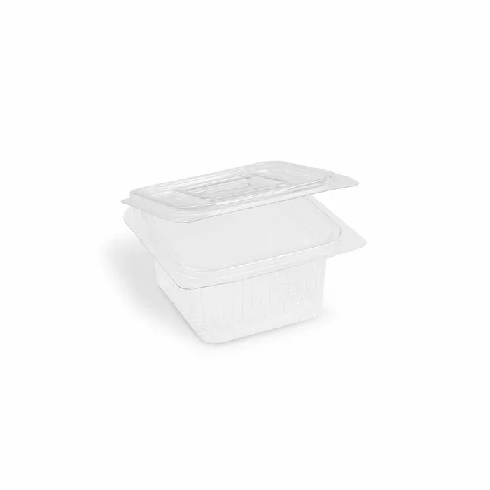 Hauptproduktbild Miska (rPET) s víčkem hranatá průhledná 375ml [50 ks]