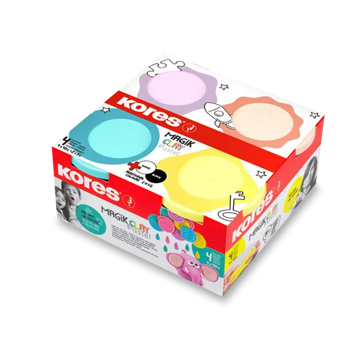 Hauptproduktbild Modelovací hmota Kores Magik Clay pastelové barvy, 4 x 160g