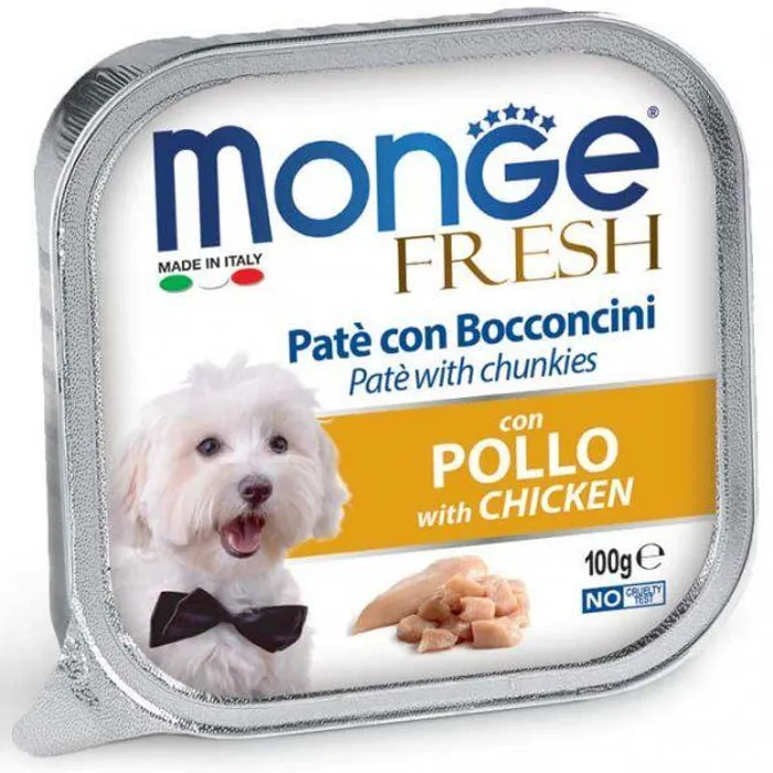 Hauptproduktbild MONGE FRESH - paštika a kousky s kuřecím 100 g pro psy