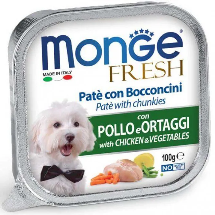 Hauptproduktbild MONGE FRESH - paštika a kousky s kuřetem a zeleninou 100g