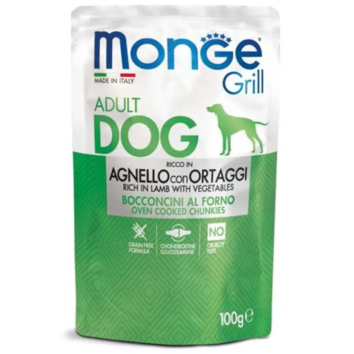 Hauptproduktbild MONGE GRILL kapsička jehněčí se zeleninou pro psy 100 g