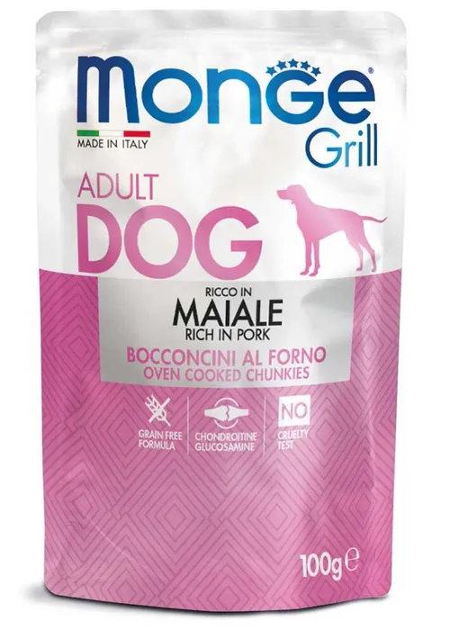 Hauptproduktbild MONGE GRILL kapsička s vepřovým masem pro psy 100 g
