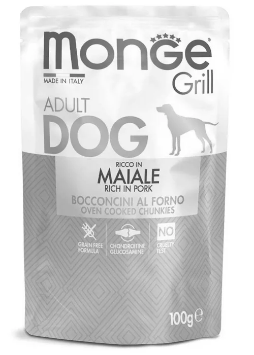 Hauptproduktbild MONGE GRILL kapsička s vepřovým masem pro psy 100 g
