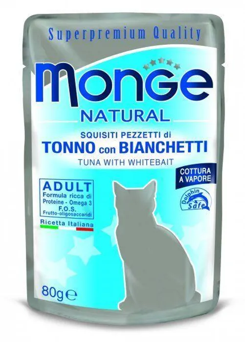 Hauptproduktbild MONGE NATURAL kapsička tuňák v želé se sleděm pro kočky 80 g
