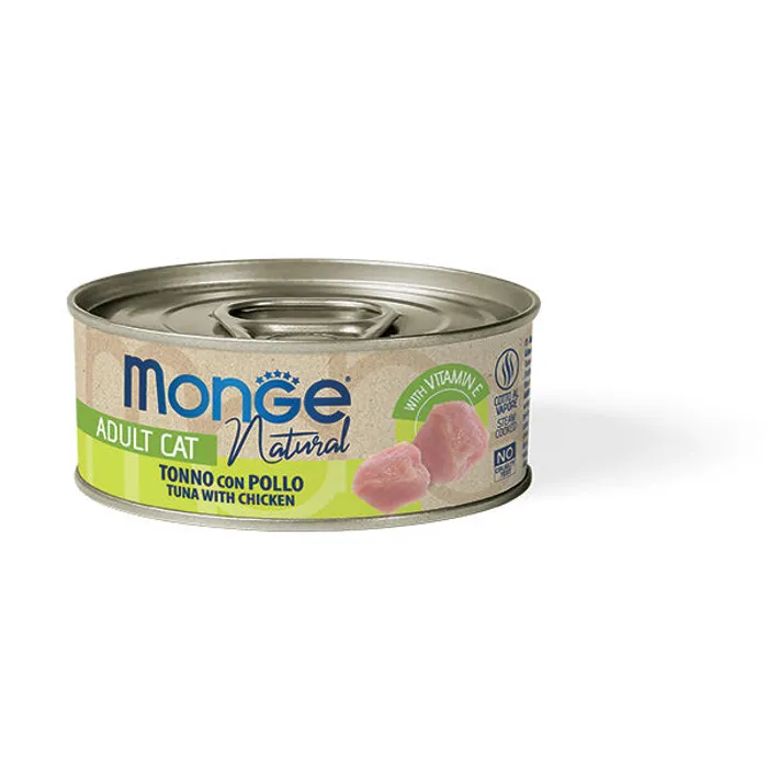 Hauptproduktbild MONGE NATURAL kousky tuňáka s kuřecím masem pro kočky 80 g