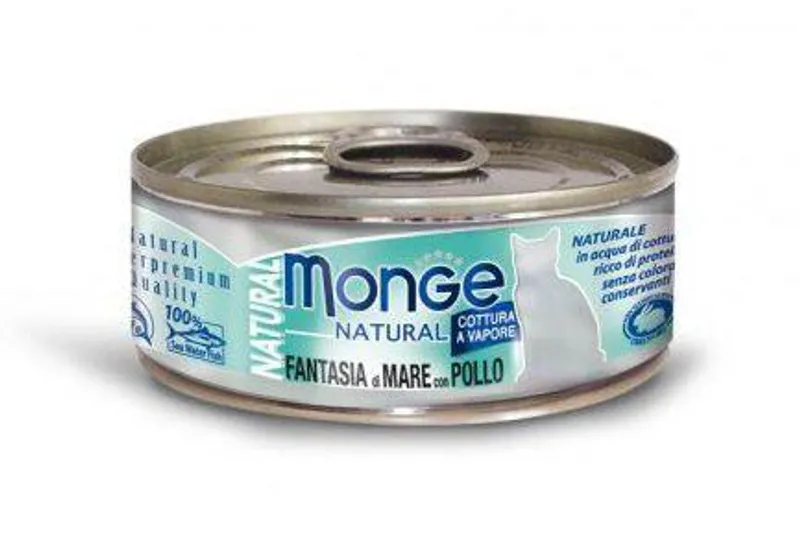 Hauptproduktbild MONGE NATURAL mořské plody s kuřecím masem pro kočky 80 g
