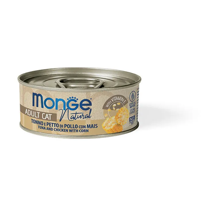 Hauptproduktbild MONGE NATURAL tuňák s kuřecími prsy a kukuřicí pro kočky 80 g