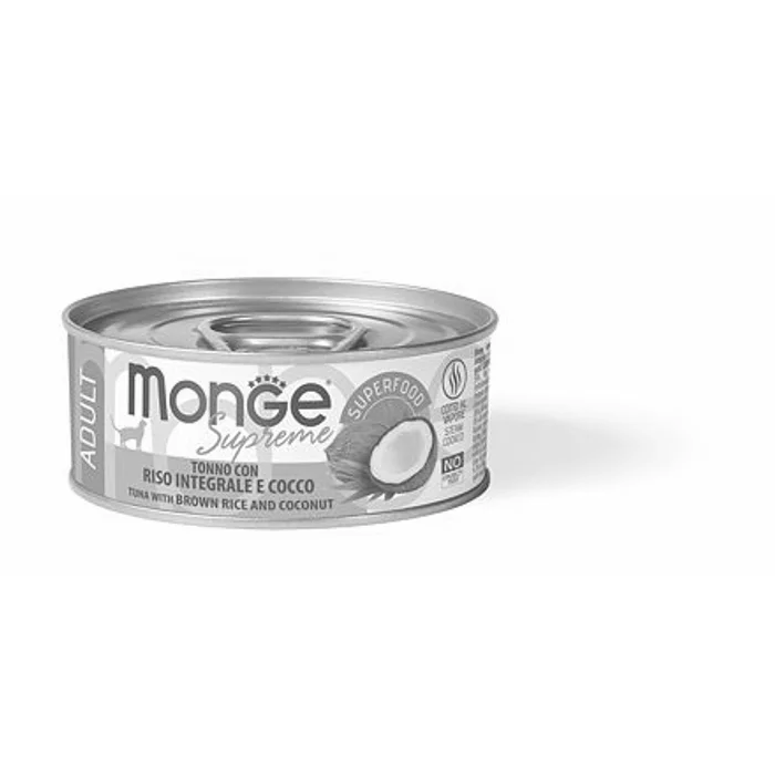 Hauptproduktbild MONGE SUPREME ADULT tuňák s hnědou rýží a kokosem pro kočky 80 g