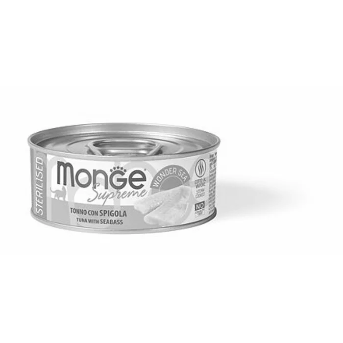 Hauptproduktbild MONGE SUPREME STERILISED tuňák a mořský vlk pro kočky 80 g