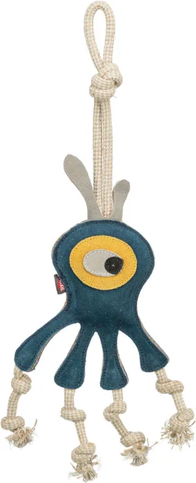 Hauptproduktbild Monster - příšerka na laně, 47 cm, hračka pro psy, 100% pravá kůže/lano, petrolejová
