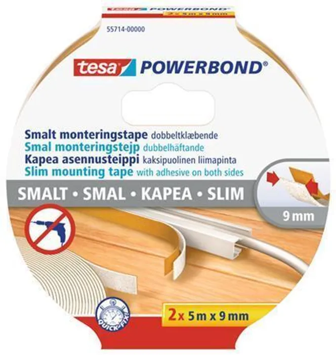 Hauptproduktbild Montážní páska "Powerbond 55714", úzká, 2 x 9 mm x 5 m, TESA
