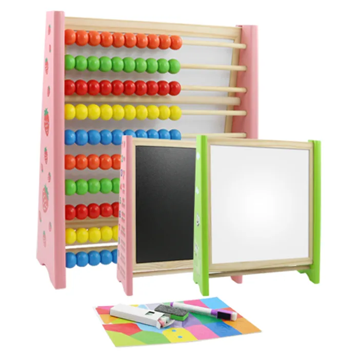 Hauptproduktbild Multifunkční tabule s počítadlem 25x30x9 cm - dřevěná 3v1- mix 2 barev