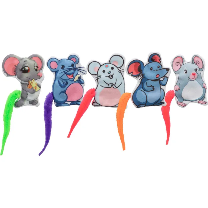 Hauptproduktbild Myška emotivní s catnipem, barevný ocásek, 7.5 cm, látka, 5 druhů