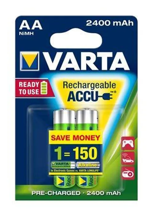 Hauptproduktbild Nabíjecí baterie, AA (tužková), 2x2500 mAh, přednabité, VARTA "Power Accu"