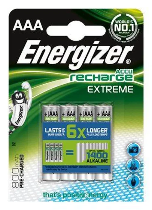 Hauptproduktbild Nabíjecí baterie, AAA (mikrotužková), 4x800 mAh, přednabité, ENERGIZER