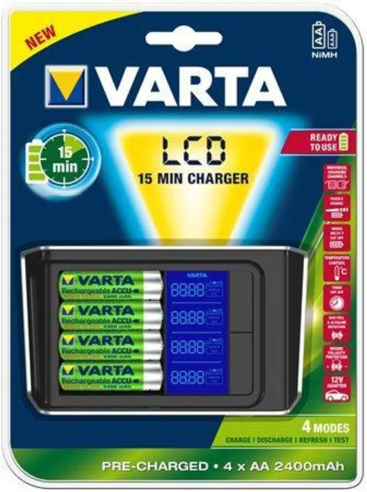 Hauptproduktbild Nabíječka baterií,  AA/AAA, 4x2400 mAh AA, LCD displej, 3 rozdílné funkce, nabíječka do au