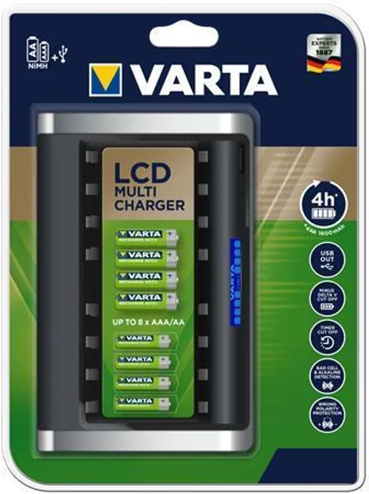 Hauptproduktbild Nabíječka baterií AA/AAA "LCD Multi Charger", 4x1600 mAh AA, LCD displej, VARTA