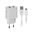 Ladegerät „VA 4122 WD1“, weiß, 2 x USB, 2,4 A, Datenkabel micro USB, RIVACASE