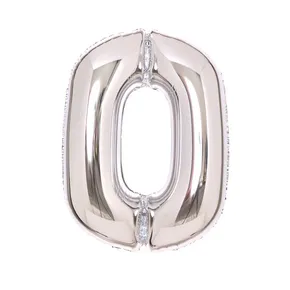 Folienballon Zahl silber 0