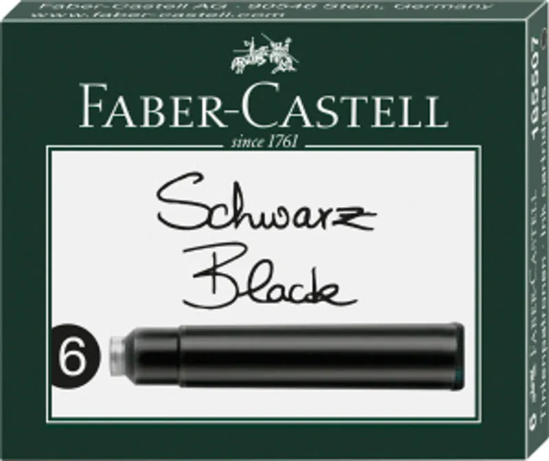 Hauptproduktbild Náhradní inkoustové bombičky krátké 6ks, černá Faber Castell 185507