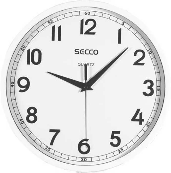 Hauptproduktbild Nástěnné hodiny, bílá, 24 cm, černý číselník, SECCO