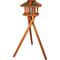NATURA Outdoor-Futterstation mit Vordach und Silo, auf Stativ 1,40 m, 50 x 34 cm, Kiefernholz