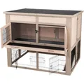 Natura isolierter Kaninchenstall XL: 120 × 98 × 94 cm, 2 Etagen, Unterlauf, grau