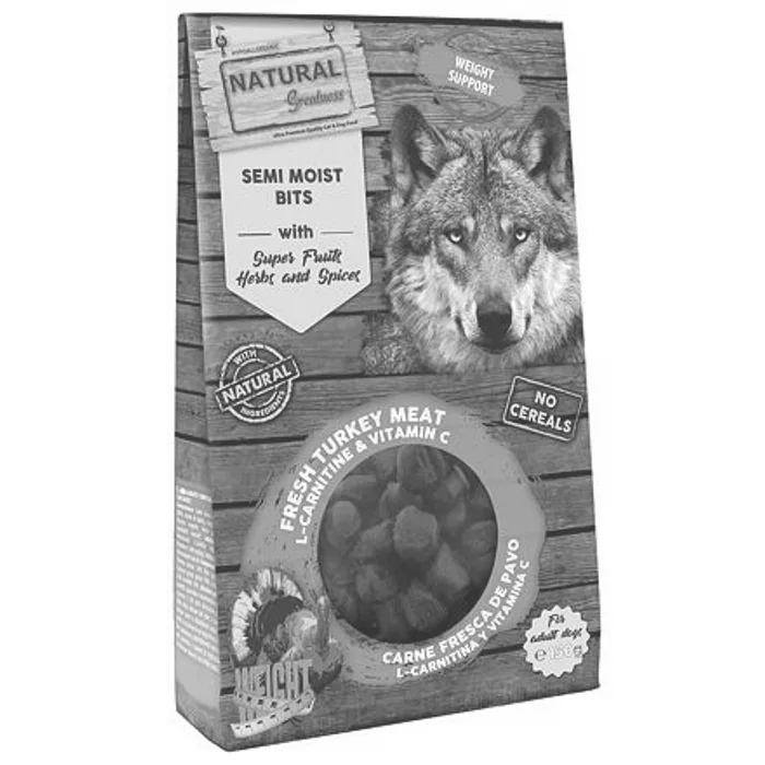 Hauptproduktbild Natural Greatness SEMI-MOIST BIT WEIGHT SUPPORT poloměkký pamlsek pro psy 150 g