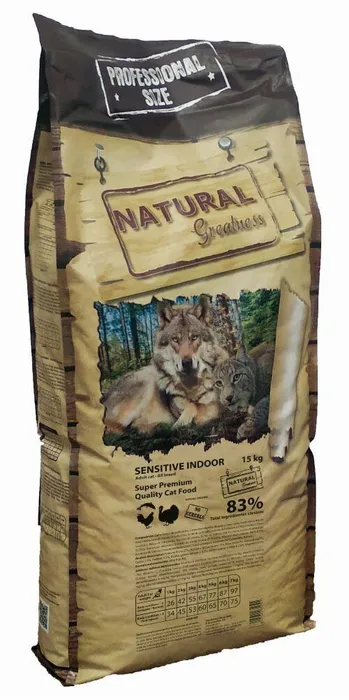 Hauptproduktbild Natural Greatness Sensitive Indoor Cat Recipe/kuře,krůta/ 15 kg